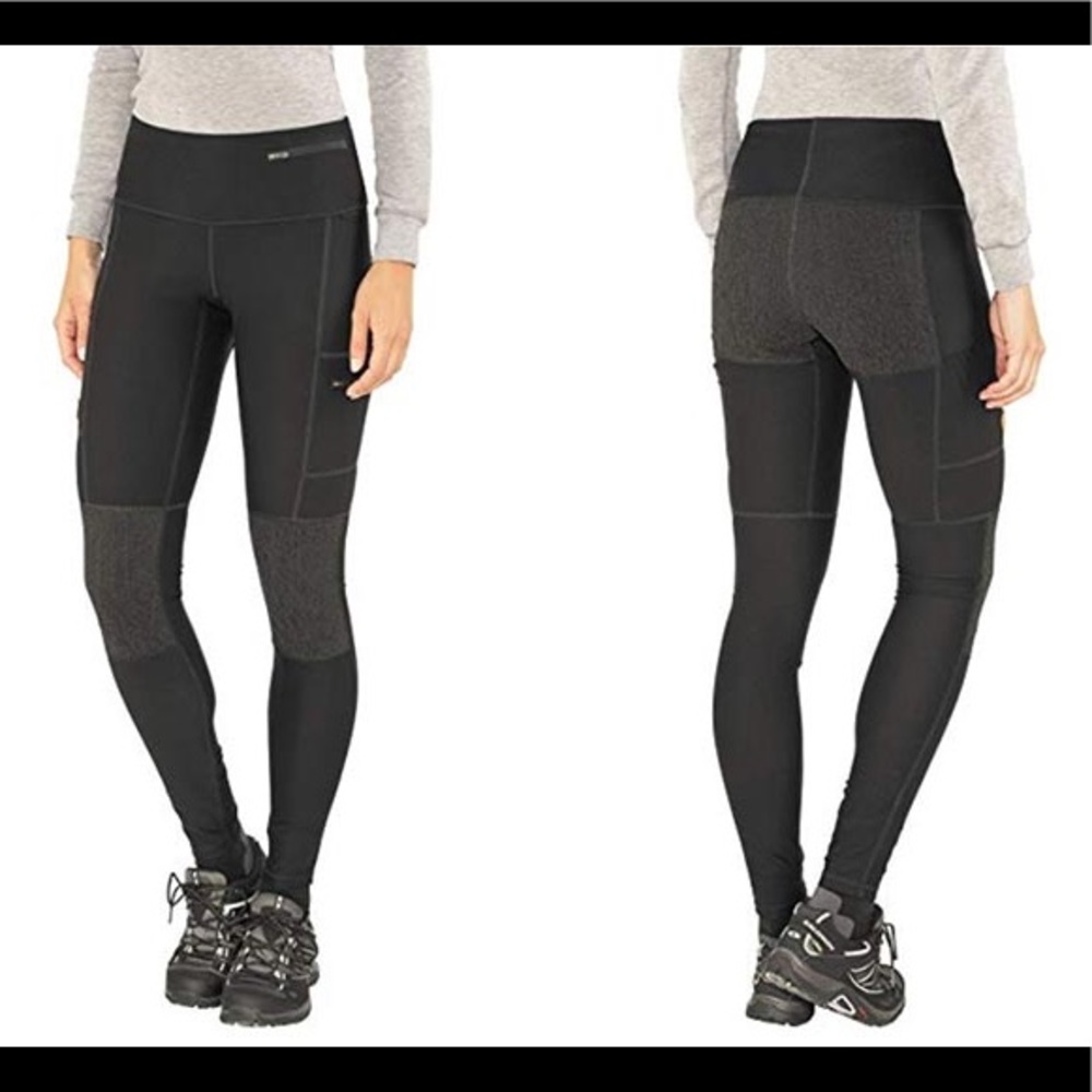Black Fjallraven Abisko Trekking Tights w/ pockets
